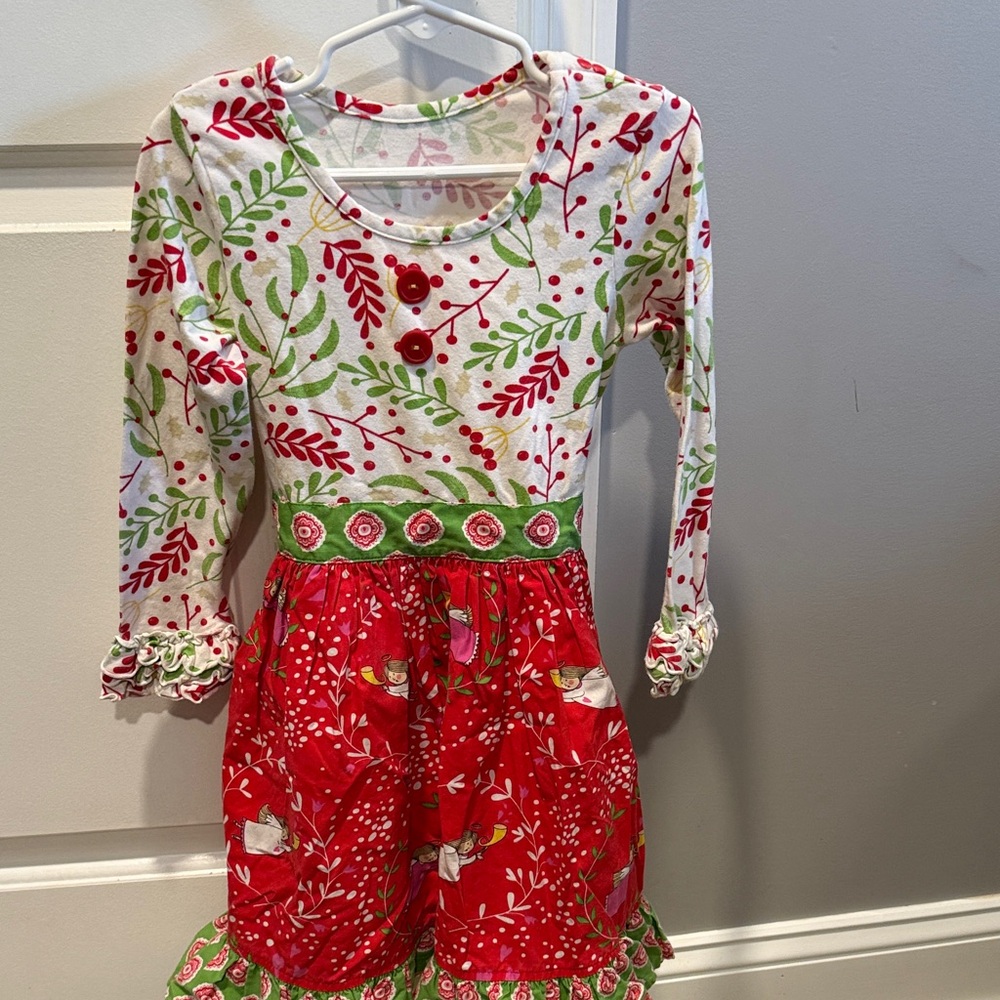 Eleanor Rose Red and Green Kids Casual Dress